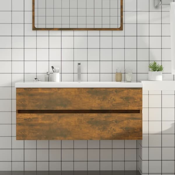 vidaXL Servantskap røkt eik 100x38,5x45 cm konstruert tre