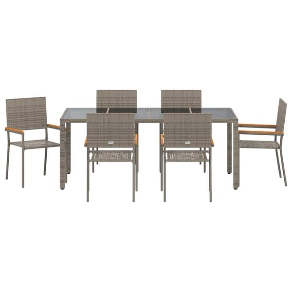 vidaXL Trädgårdsmöbelset 7 pcs Grå konstrotting