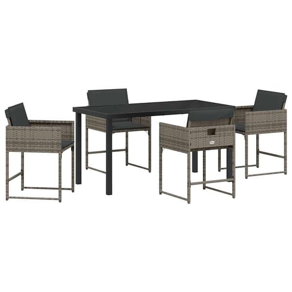 vidaXL Hage Spisegruppe 5 pcs Grå polyrotting
