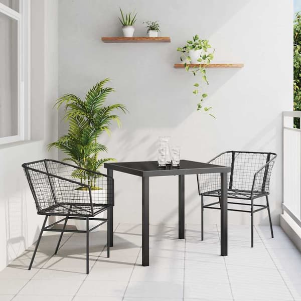 vidaXL Hage Spisegruppe 3 pcs Svart polyrotting
