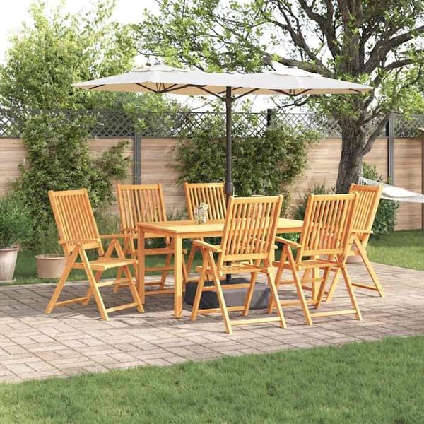 vidaXL Hage Spisegruppe 7 pcs Brun Solid akasietre
