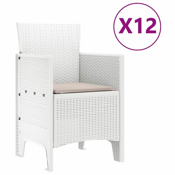 vidaXL Trädgårdsmöbelset 13 pcs Vit och Ljusgrå Polyrottning och stål