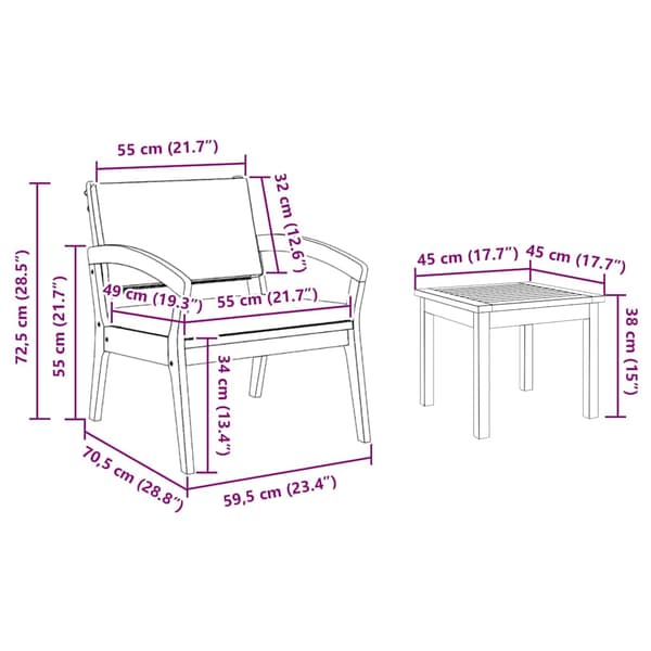 vidaXL Bistroset med kudde 5 pcs Brun Polyester