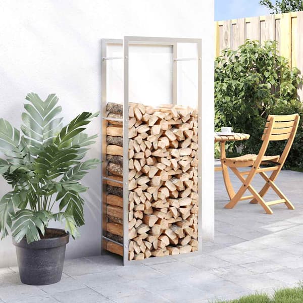 vidaXL Vedstativ 50x28x132 cm rustfritt stål