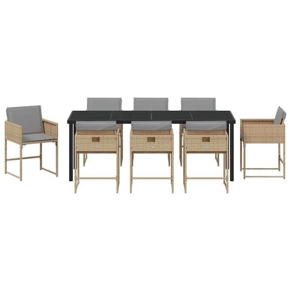 vidaXL Trädgårdsmöbelset 9 pcs Beige konstrotting