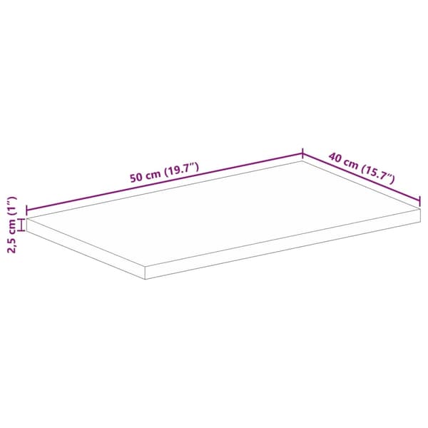 vidaXL Bordsskiva 50x40x2,5 cm rektangulär massiv akacia