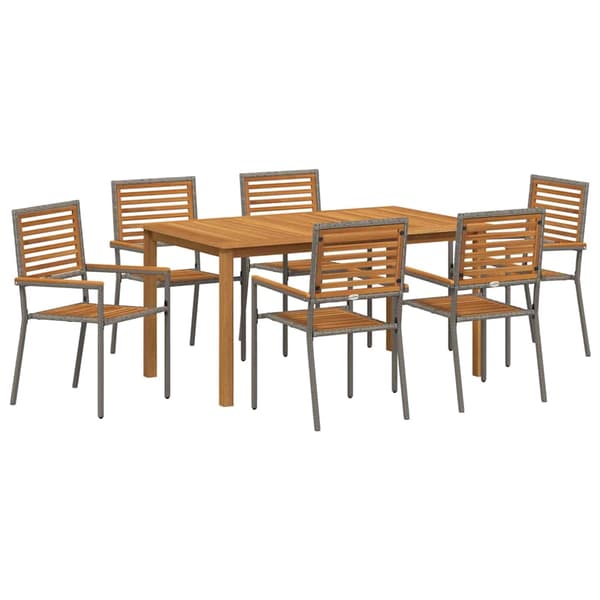 vidaXL Trädgårdsmöbelset 7 pcs Grå Massivt Akaciaträ