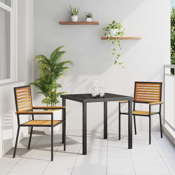 vidaXL Trädgårds stapelbara stolar 2 pcs Brun och svart