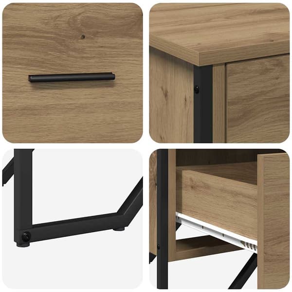 vidaXL Kommode med skuff 2 pcs Artisan Eik 91 x 35,5 x 74,5 cm