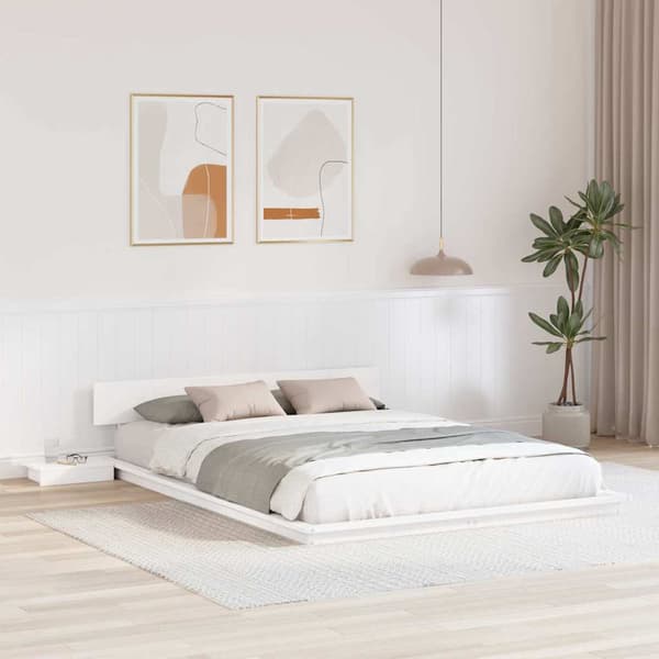 vidaXL Sängram Vit 150 x 200 cm trä