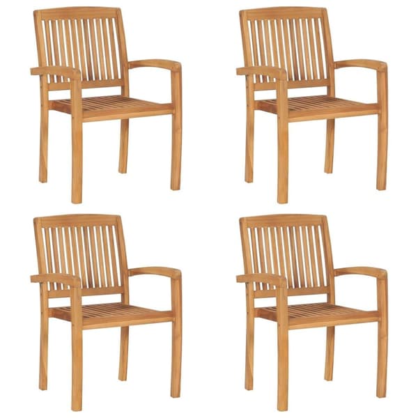 vidaXL Stapelbara trädgårdsstolar med dynor 4 st massiv teak
