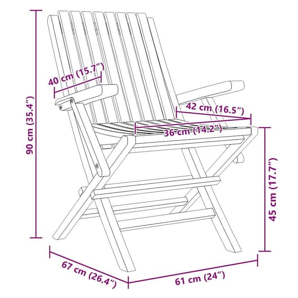 vidaXL Klappstoler 2 stk 61x67x90 cm heltre teak