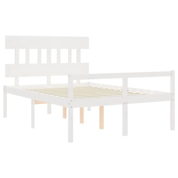 vidaXL Sengeramme med hodegavl hvit 4FT small double heltre