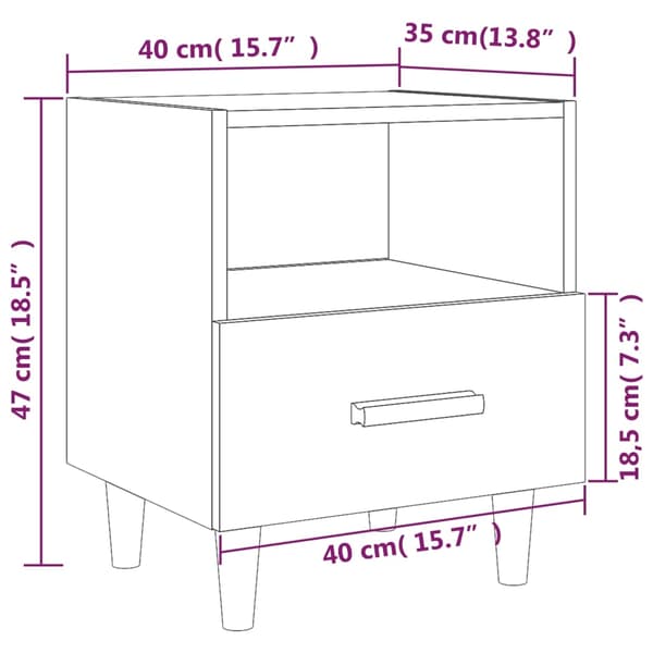 vidaXL Nattbord 2 stk hvit 40x35x47 cm
