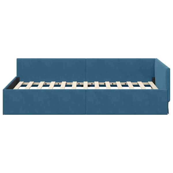 vidaXL Hörnssängram Blå 100 x 200 cm Sammet