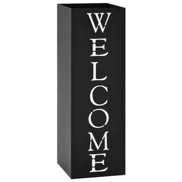vidaXL Paraplyställ welcome stål svart