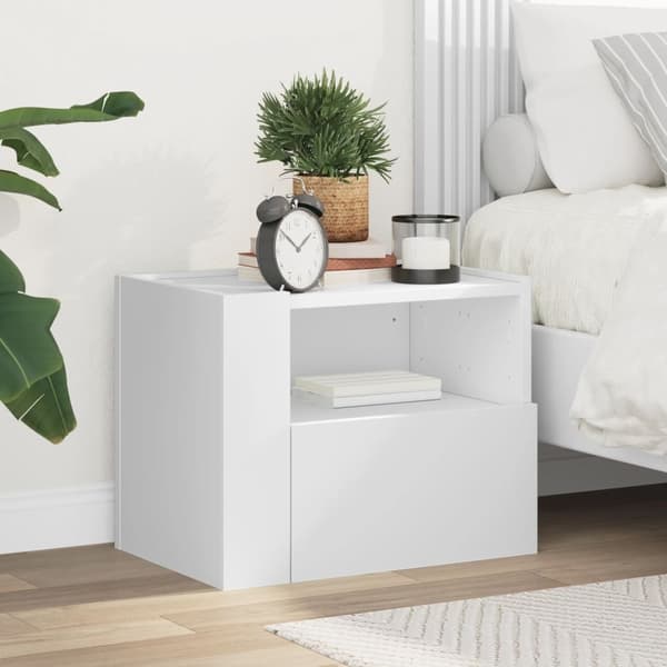 vidaXL Väggmonterat sängbord vit 45x30x35 cm