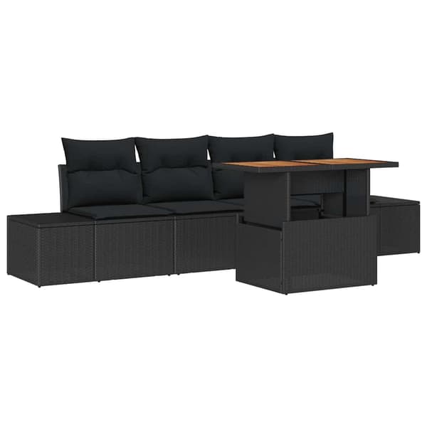 vidaXL Trädgårdsoffset med lagring 5 pcs Svart Poly rattan