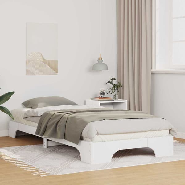 vidaXL Sängram Vit 100 x 220 cm Massiv furu