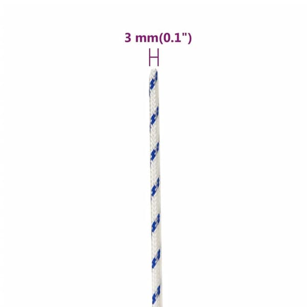 vidaXL Båtlina vit 3 mm 250 m polypropylen