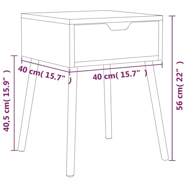 vidaXL Nattbord røkt eik 40x40x56 cm sponplate
