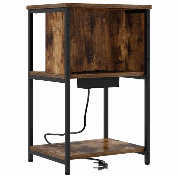 vidaXL Nattbordskap Røkt eik 38 x 31 x 61 cm Konstruert tre