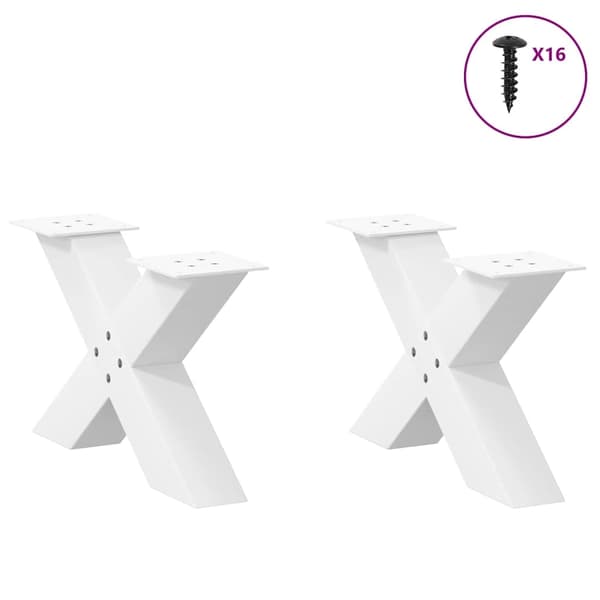 vidaXL Soffbordsben X-formade 2 st vit 60x(30-31) cm stål