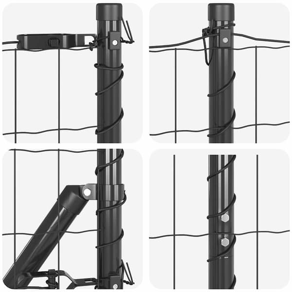 vidaXL Gjerde med stolpe Grå 1,2 x 10 m Stål og PVC