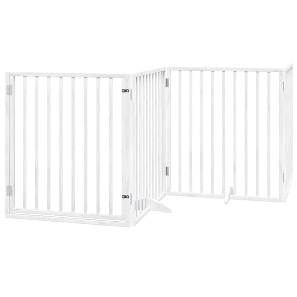 vidaXL Hundeport sammenleggbar 6 paneler hvit 480 cm poppeltre
