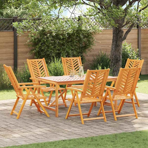 vidaXL Hage Spisegruppe 7 pcs Brun Solid akasietre