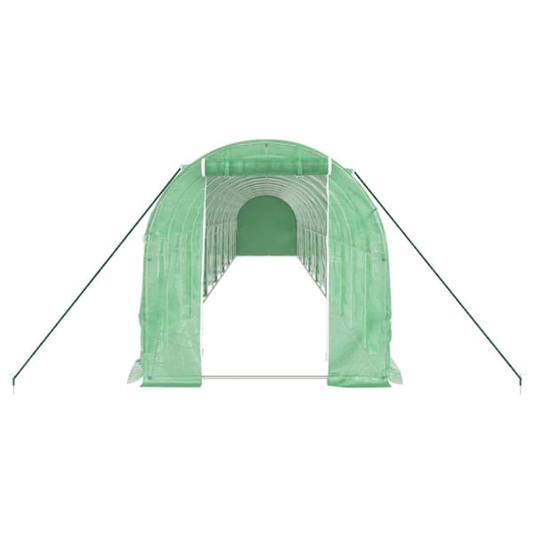vidaXL Växthus med stålram grön 28 m² 14x2x2 m