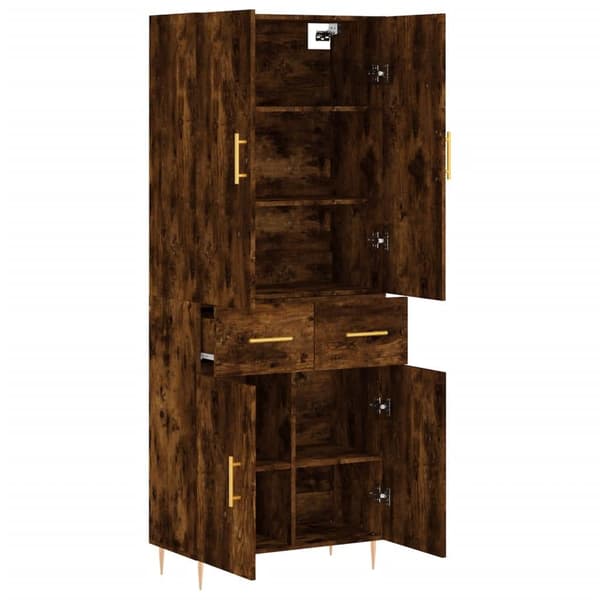 vidaXL Highboard røkt eik 69,5x34x180 cm konstruert tre