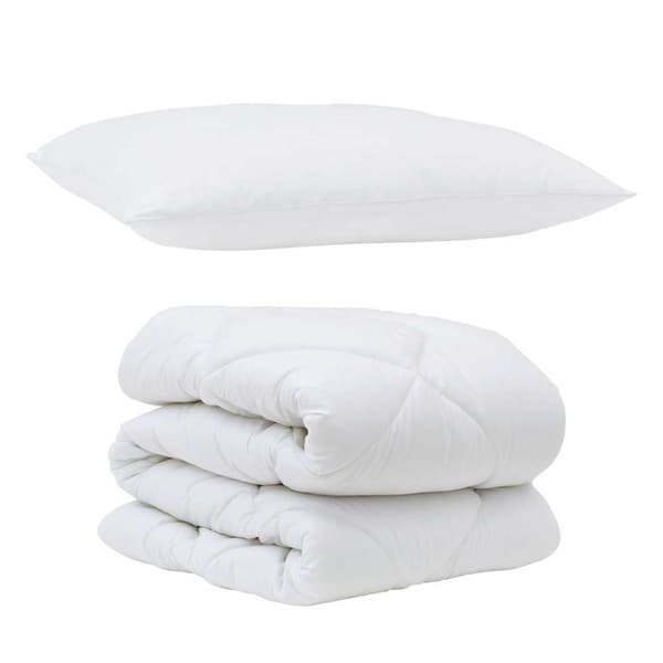 vidaXL Täcke med kudde 2 st Vit Mikrofiber