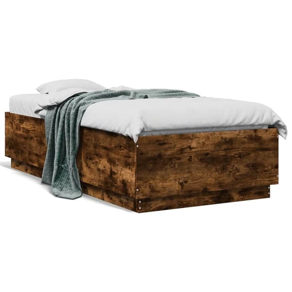 vidaXL Sengeramme røkt eik 90x190 cm konstruert tre