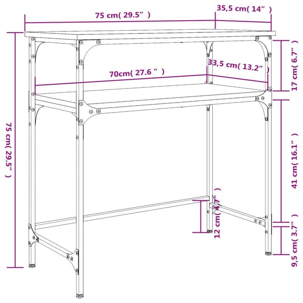 vidaXL Konsollbord røkt eik 75x35,5x75 cm konstruert tre