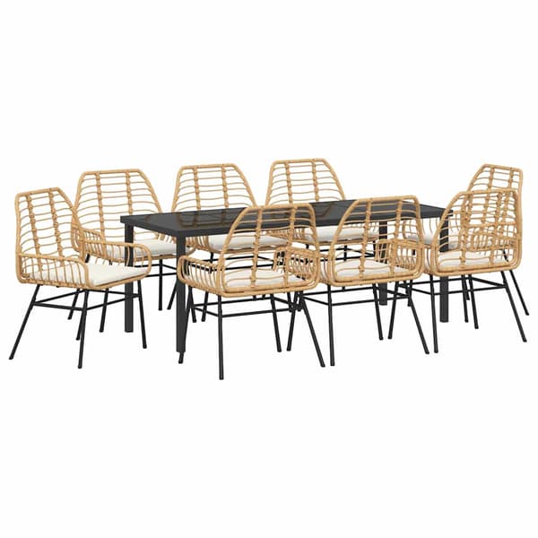 vidaXL Trädgårdsmöbelset 9 pcs Brun konstrotting