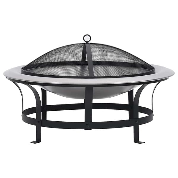 vidaXL Eldfat med grill rostfritt stål 76 cm