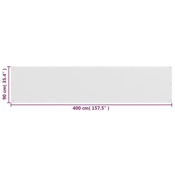 vidaXL Balkongskjerm HDPE 90x400 cm Hvit