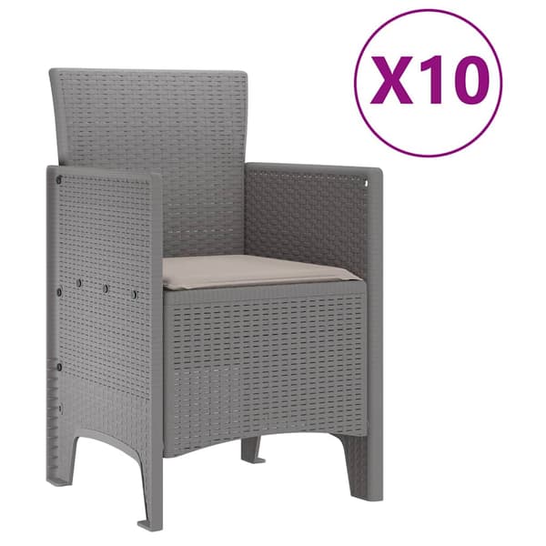 vidaXL Trädgårdsmöbelset med kudde 11 pcs Ljusgrå Poly rattan
