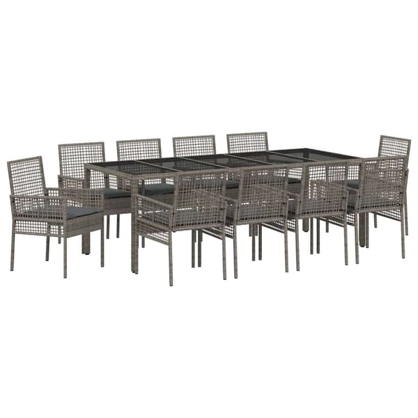 vidaXL Trädgårdsmöbelset 11 pcs Grå konstrotting