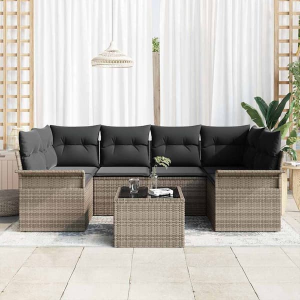 vidaXL Trädgårdsoffset 7 pcs Grå 55 x 55 x 37 cm konstrotting