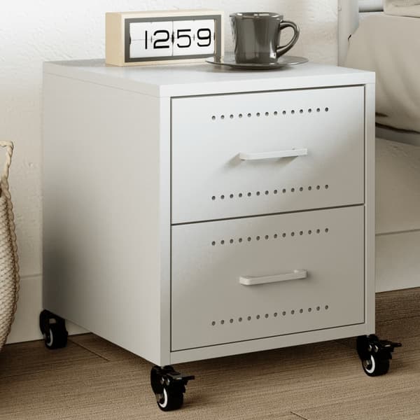 vidaXL Sängbord vit 36x39x43,5 cm stål