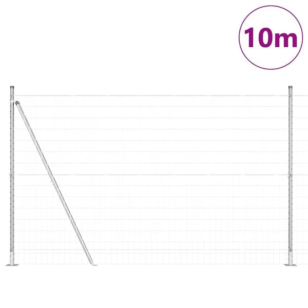 vidaXL Gjerde med stolpe sølv 1,6 x 10 m Stål