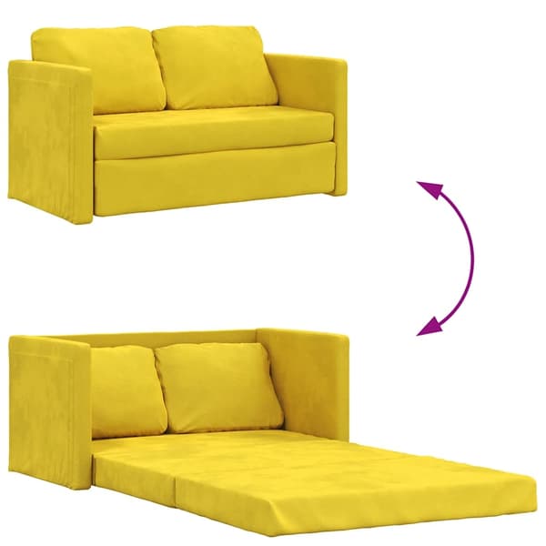 vidaXL Golvbäddsoffa 2-i-1 mörkgul 122x204x55 cm sammet