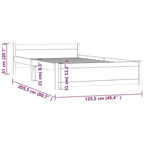vidaXL Sengeramme hvit heltre 120x200 cm