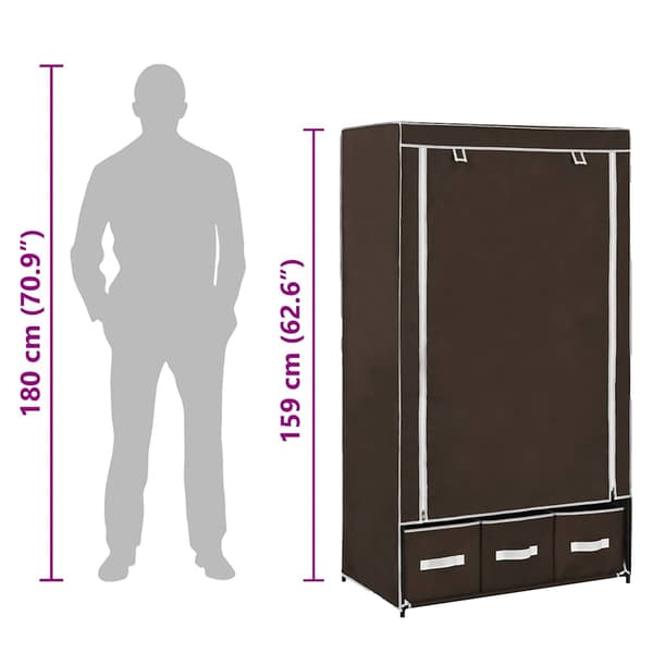 vidaXL Garderob brun 87x49x159 cm tyg