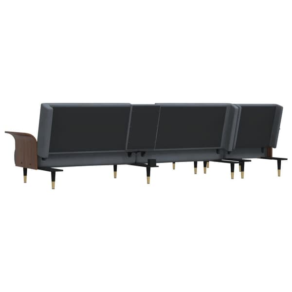 vidaXL L-formad bäddsoffa mörkgrå 279x140x70 cm sammet