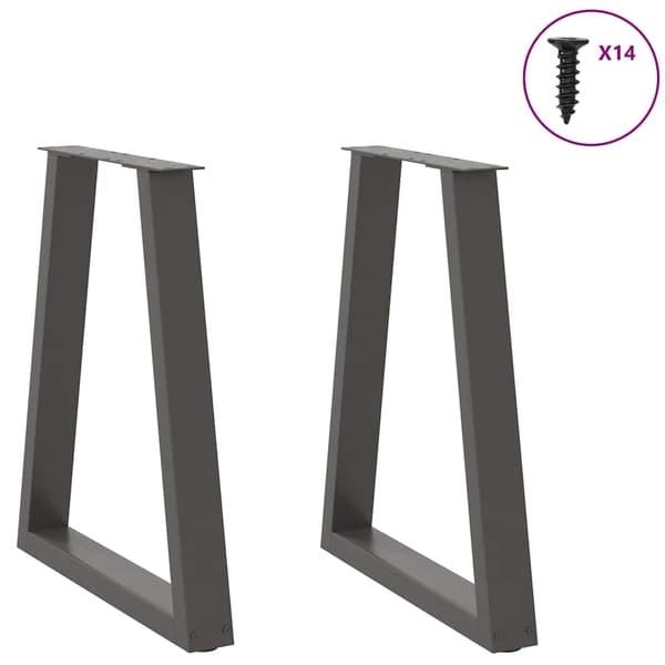 vidaXL Soffbordsben V-formade 2 st antracit 50x(72-73) cm stål