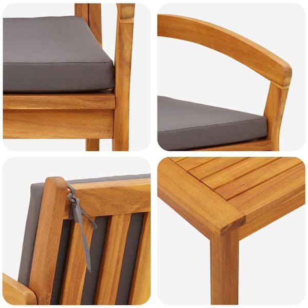 vidaXL Bistroset med kudde 3 pcs Brun Polyester