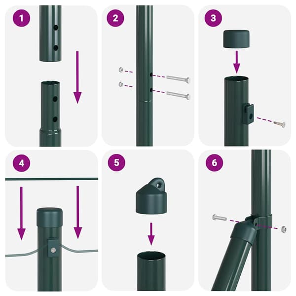 vidaXL Gjerdepåle 7 pcs grønn Stål